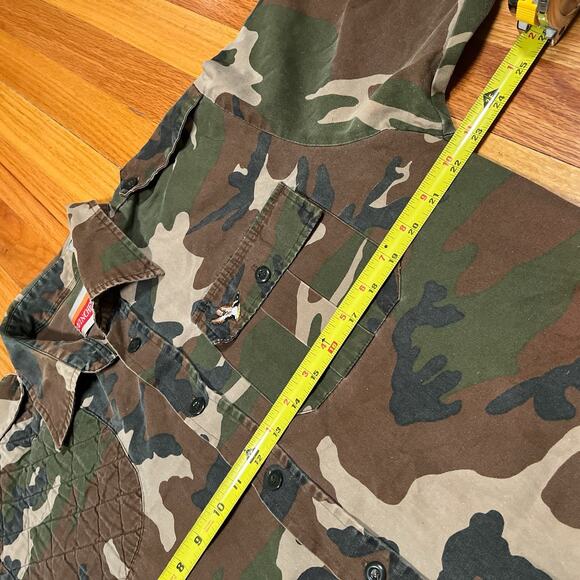 VTG Winchester Short Sleeve Camo Shirt Medium Padded Shoulder Embroidered Duck - Picture 6 of 7